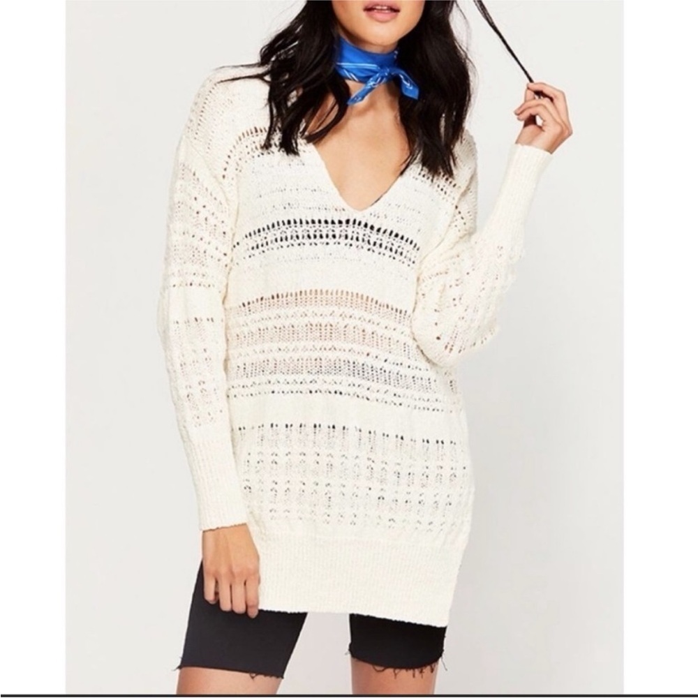 Free People Hot Tropics Pullover in White Combo Size Small NEW!